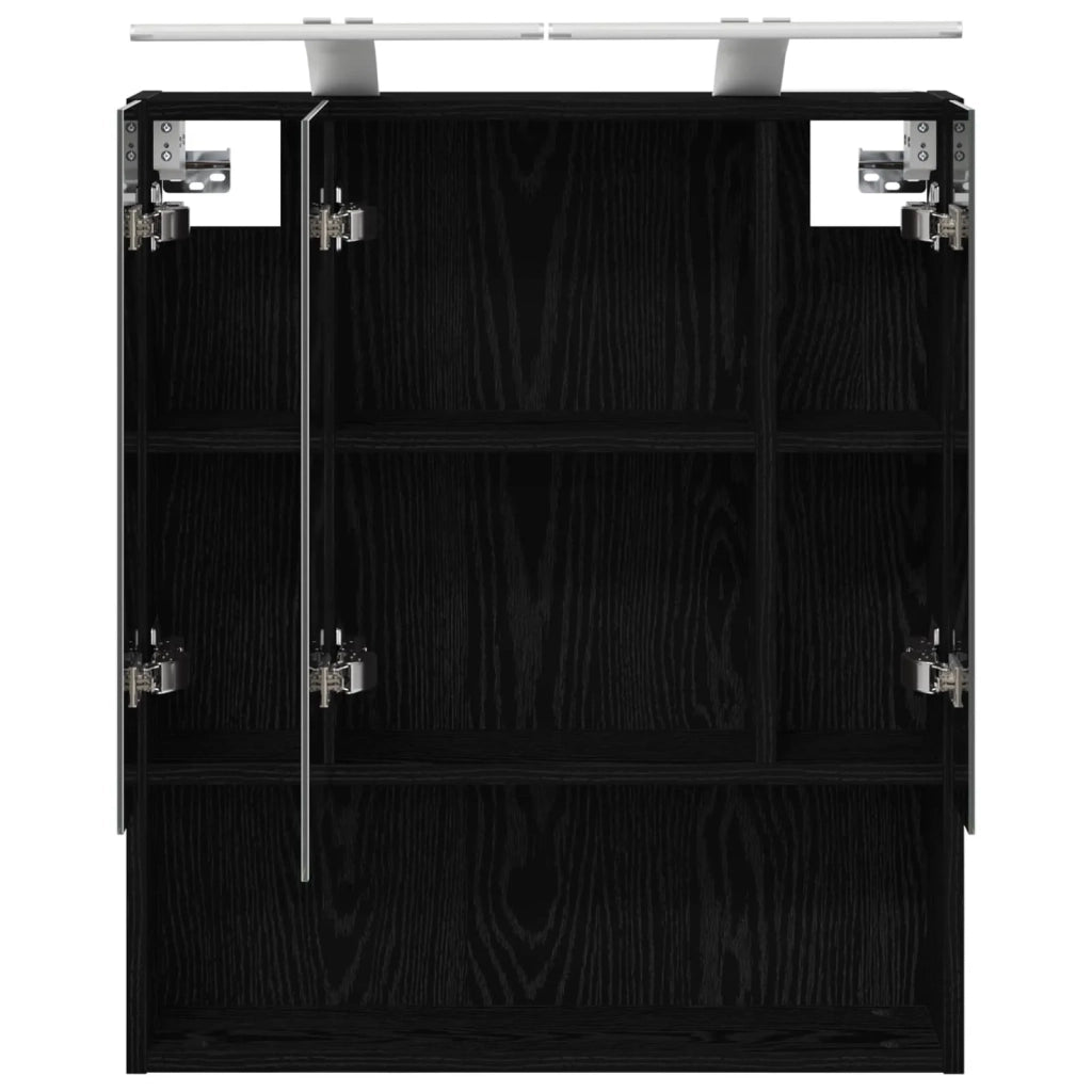 Mobiletto per specchio da bagno Rovere Nero 60 x 14.5 x 70 cm 889192