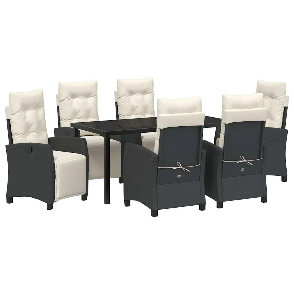 Set da Pranzo per Giardino con cuscino 7 pcs Nero polyrattan 3380418