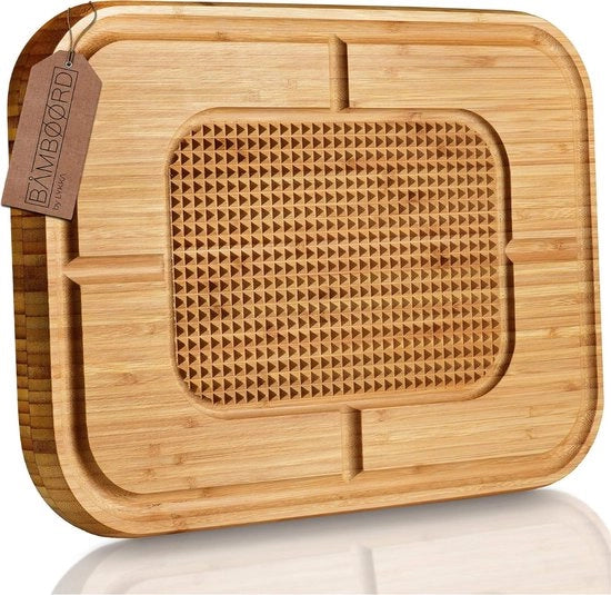 Pannello di taglio in bambù - tavolo di lavoro con canale di sughero e superficie antiscivolo per la cucina | pannello di taglio di alta qualità in legno di bambù massiccio