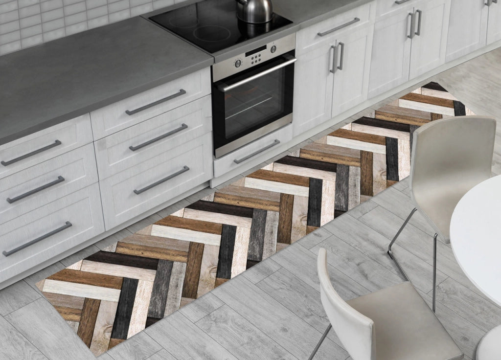 Tappeto Passatoia Cucina Antiscivolo Stampa Digitale Dis. Listelli Legno - 50x600 - Legno