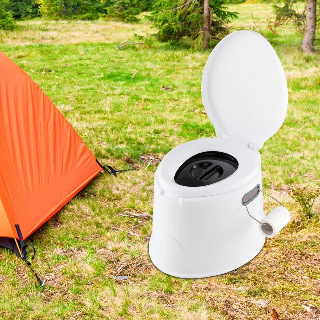 Toilette Portatile WC Chimico, WC da Viaggio Leggero con Secchio Interno Rimovibile,Water Portatile per Adulti e Anziani con Portarotolo, Supporto Carico 200 kg, 41 x 49 x 34 cm