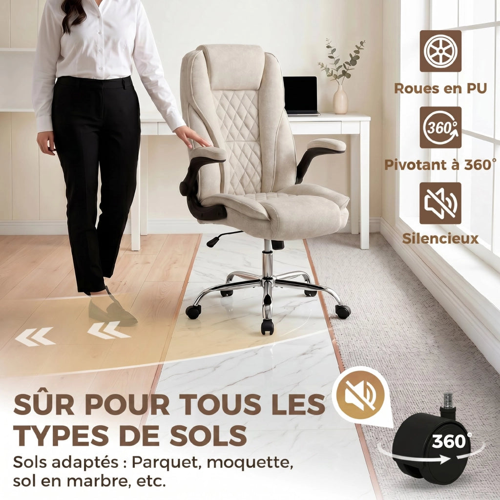 Sedia da ufficio ergonomica ¨C Xylo ¨C altezza regolabile, braccioli ribaltabili, beige