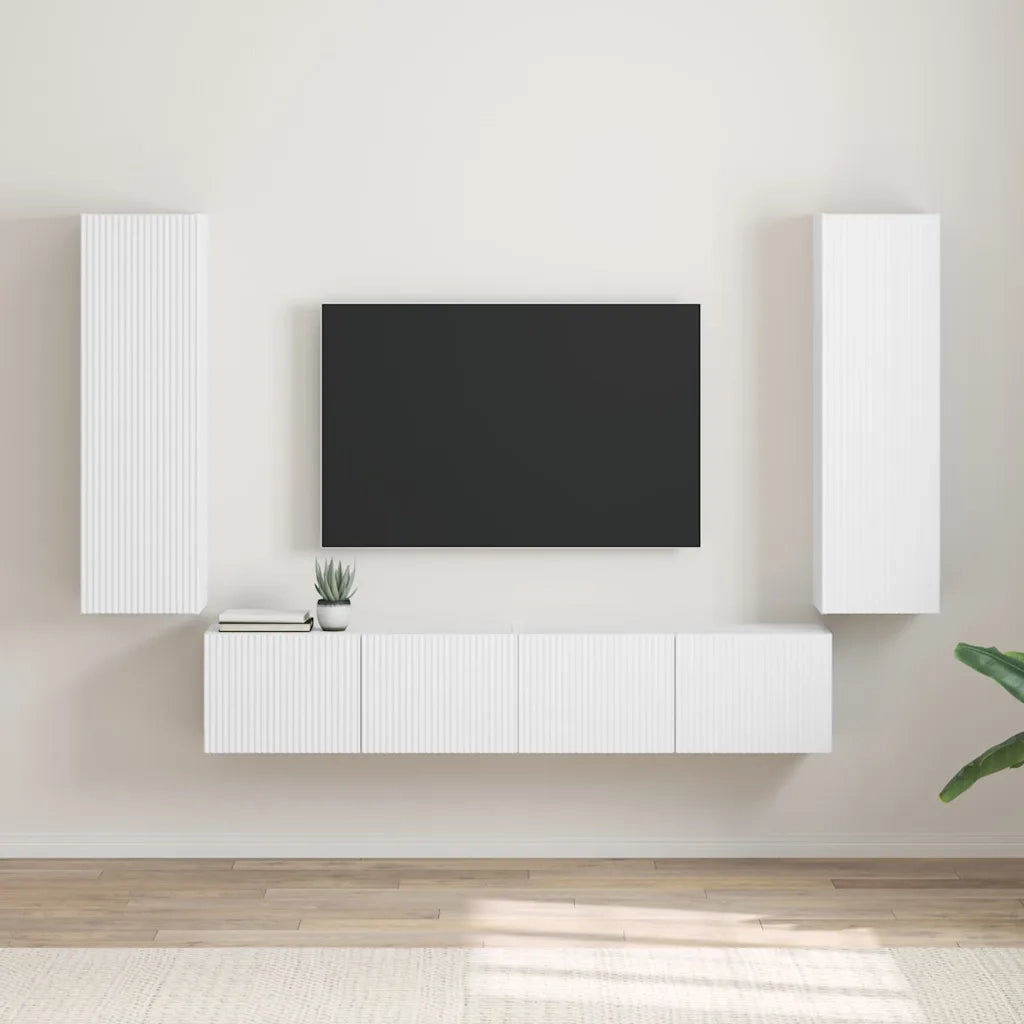 Mobile TV da parete 2 pz-Set di 2 Mobile TV a Muro-Credenza TV Bianco 30 x 31 x 100 cm