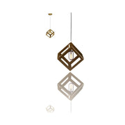 Trade Shop - Lampadario Geometrico Quadrato Champagne Oro Lampada V3833 Sospensione Moderno -