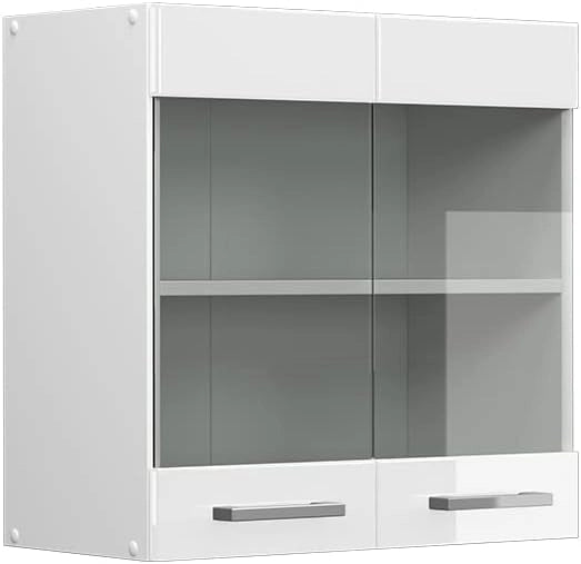 Mobile da cucina in vetro R-Line, Bianco lucido, 60 cm, per la libera combinazione all'interno di sistemi cucina modulari
