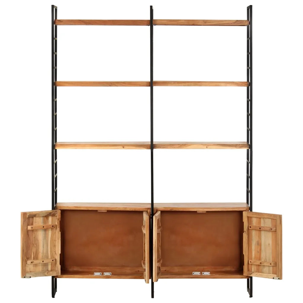 Libreria a 4 Livelli Legno Massello di Acacia 124x30x180 cm  cod mxl 6352