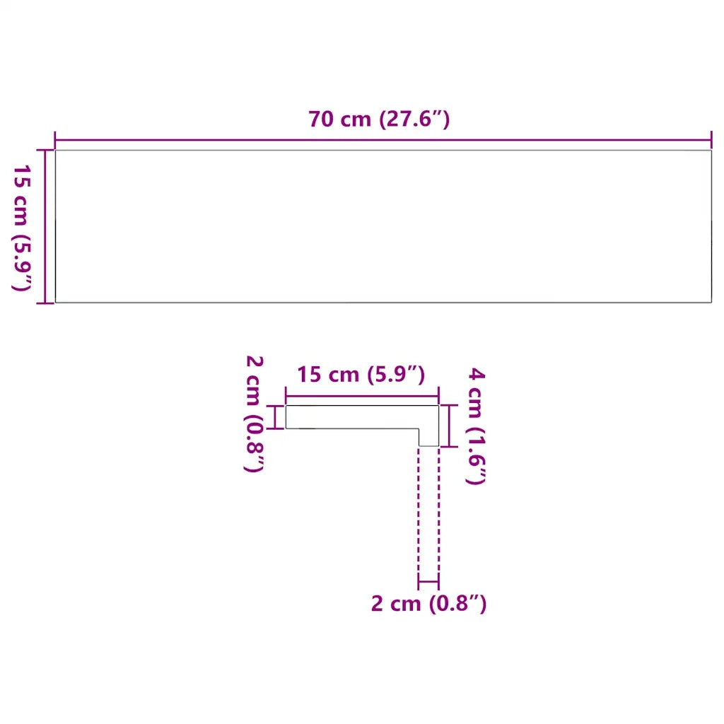 Davanzali 2 pz Marrone Scuro 70x15x2 cm Legno Massello Rovere CFW9690353