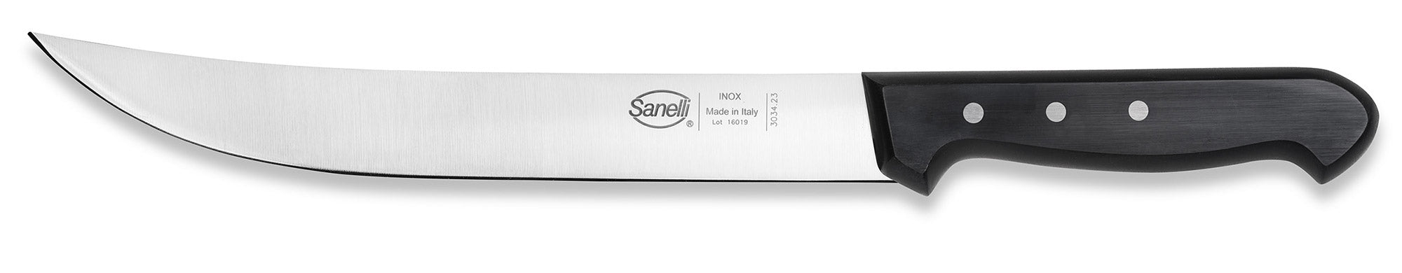 Coltello Scimitarra Lama 23 cm Manico Antiscivolo Sanelli Steak Nero