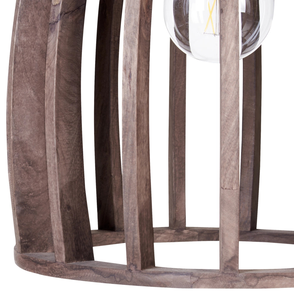Lampada a sospensione in marrone scuro con paralume in legno naturale Plafoniera in stile boho Accessori per la casa fatti a mano