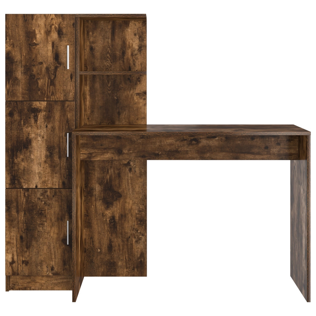 Scrivania con Archiviazione Rovere Affumicato Legno Ingegnerizzato