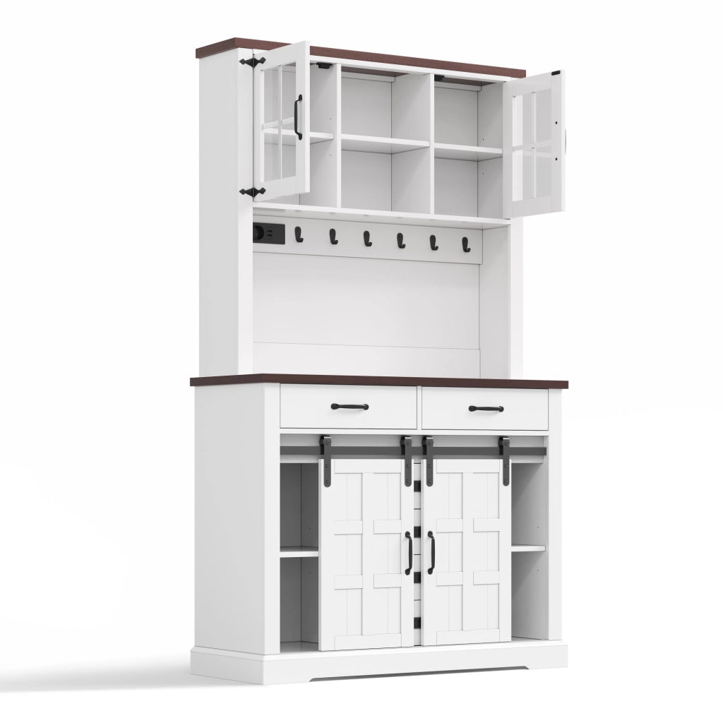 Credenza da cucina con 6 cassetti; ripiani regolabili e LED - per cucina - 108×40×180 cm - bianco