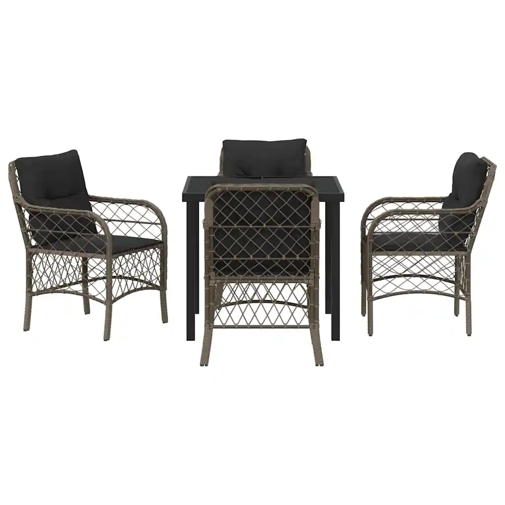 Set da Pranzo per Giardino con cuscino 5 pcs Grigio polyrattan 3380219