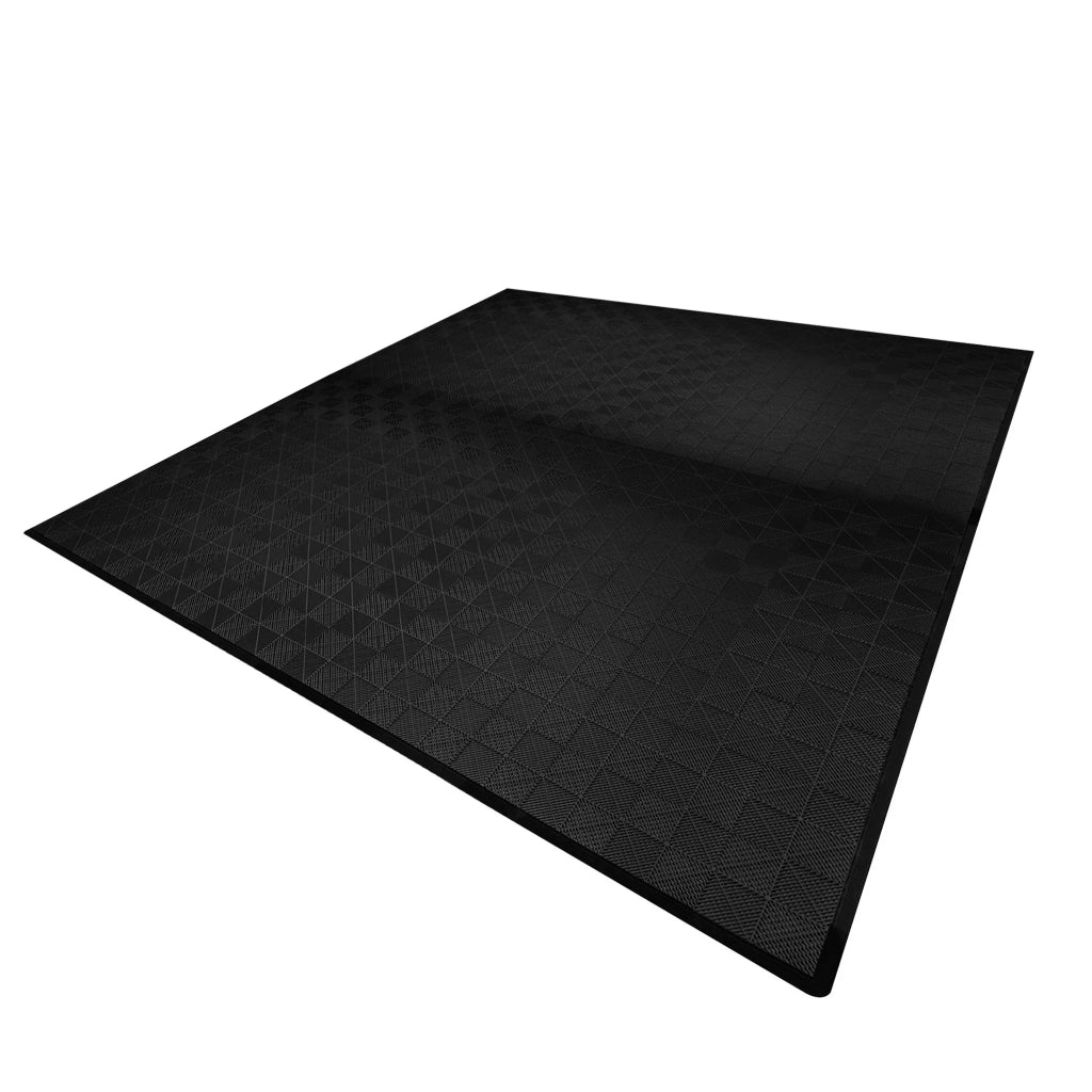 Piastrelle ventilate nere 6m x 6m per garage doppio e officine, antiscivolo.