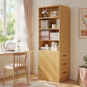 Libreria stretta in rovere 60x38x180 cm con 3 cassetti