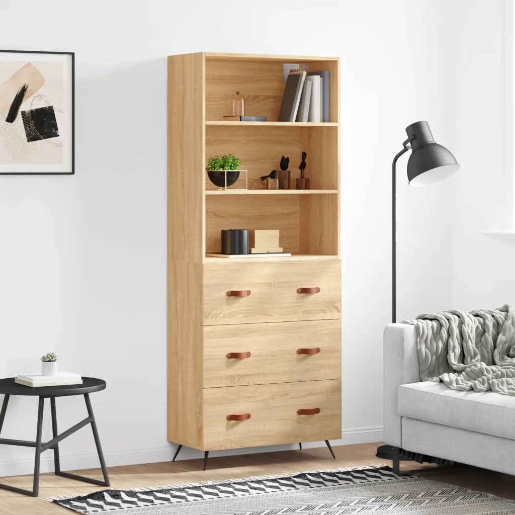 Credenza-Buffet-Armadio da cucina Rovere Sonoma 69,5x34x180 cm in Legno Multistrato 689443