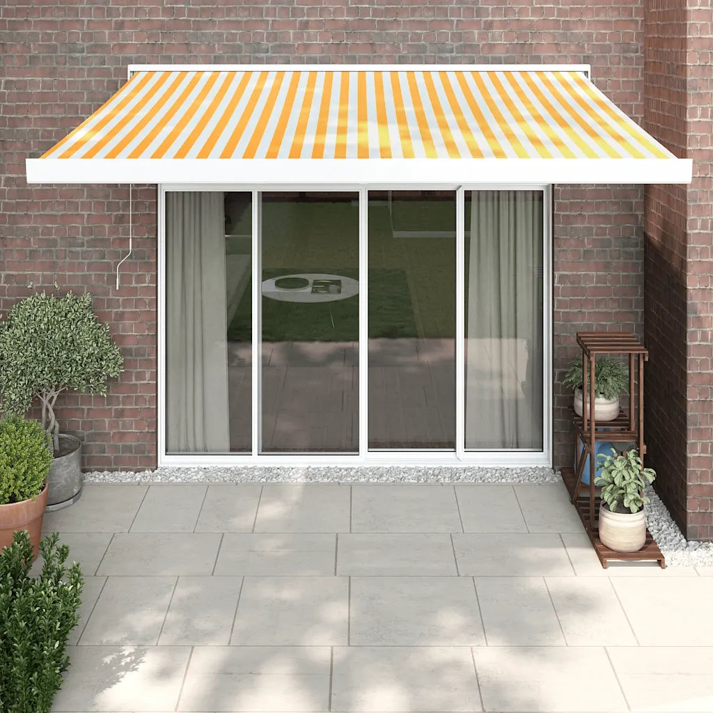 Tenda retrattile Giallo e Bianco con Struttura Bianca 3154532