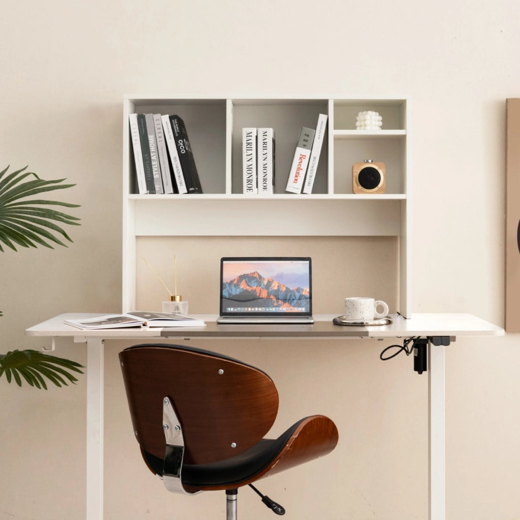 Libreria da scrivania per computer con 4 cubi e scomparto posteriore aperto, Organizzatore di stoccaggio per scrivania Bianco-Scaffali e librerie