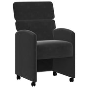 Sedie da Pranzo con Ruote 2 pz | Sedie da cucina Nero 58 x 65 x 98 cm Velluto