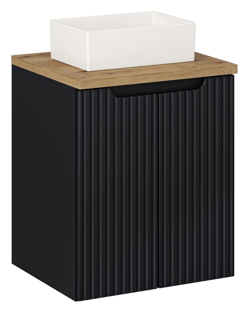 Set mobili bagno 50 cm con piano e lavabo da appoggio Gaja Nova Black 50 x 1401 x 40 cm