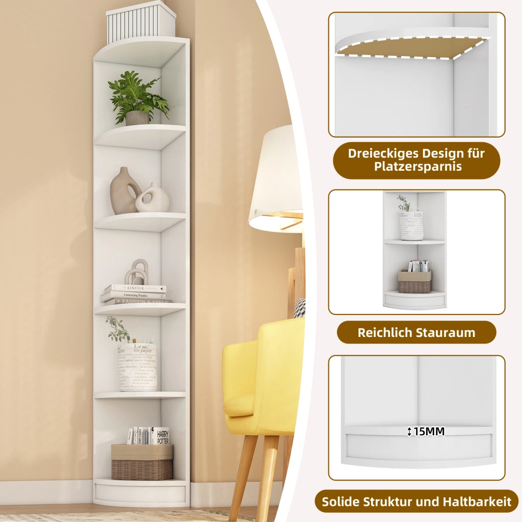 LIBRERIA Angolare a 5 Ripiani 42x30x180 cm MDF Bianco