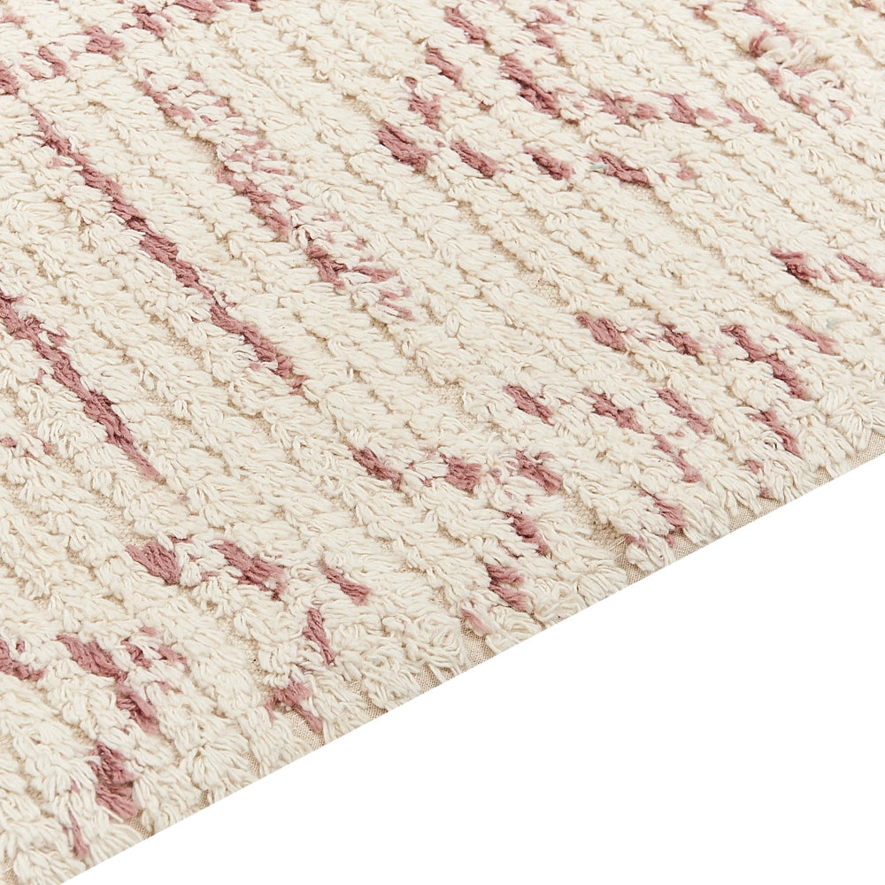 Tappeto beige in cotone 80 x 150 cm rettangolare motivo geometrico soggiorno camera da letto