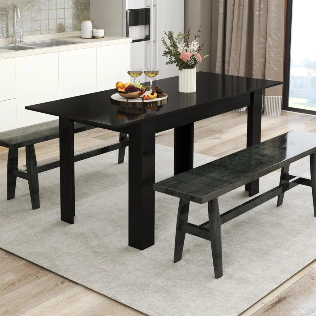 Tavolo da pranzo estensibile per cucina-Tavolo da cucina moderno con piano regolabile Nero