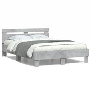 Letto matrimoniale | Letto per adulti | Giroletto Testiera Grigio Cemento 135x190 cm Legno Multistrato