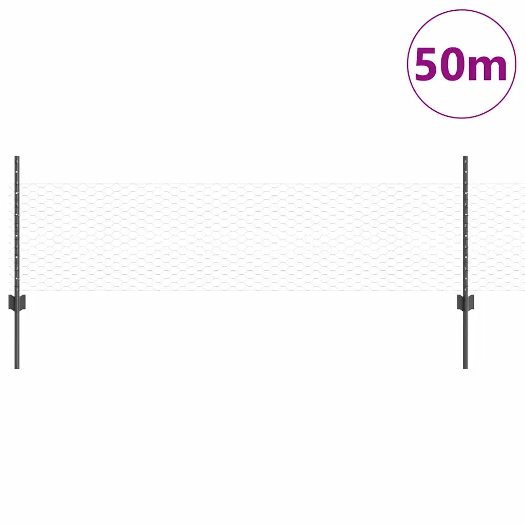 Recinzione con pali. Grigio 0.5 x 50 m Acciaio