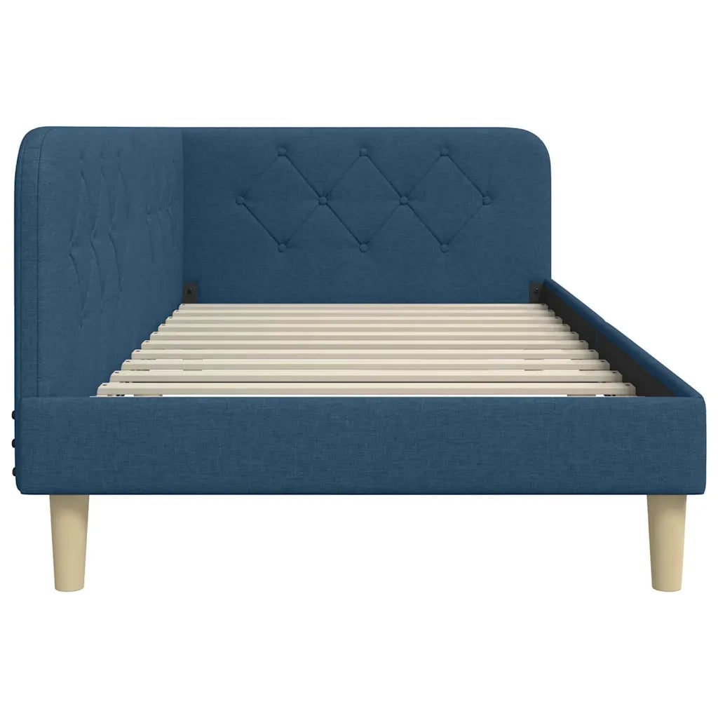 Cornice del letto ad angolo Blu 90 x 200 cm Tessuto