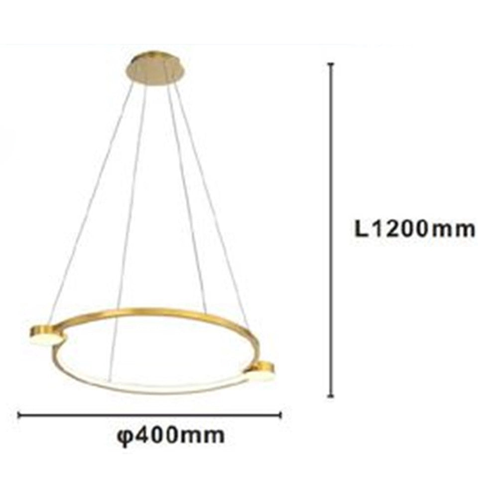 Trade Shop - Lampadario A Sospensione Led 20w Cerchio Con Telecomando Design Moderno Oro 71088 -