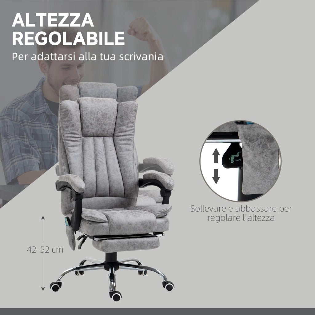 Poltrona Massaggiante Riscaldante ¨C zephmum ¨C Grigio 62x70x113-120 cm