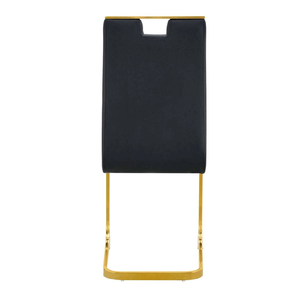 Sedia moderna in PU nero con schienale ergonomico e piedini antiscivolo per sala da pranzo studio e ufficio