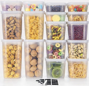 Set di conservazione a chiusura ermetica, 16 pezzi, BPA libero, robusto, 500 ml, 1 l, 1,5 l, scatola di conservazione, organizzatore di cucina, contenitore per cereali, contenitore per conservazione con etichette