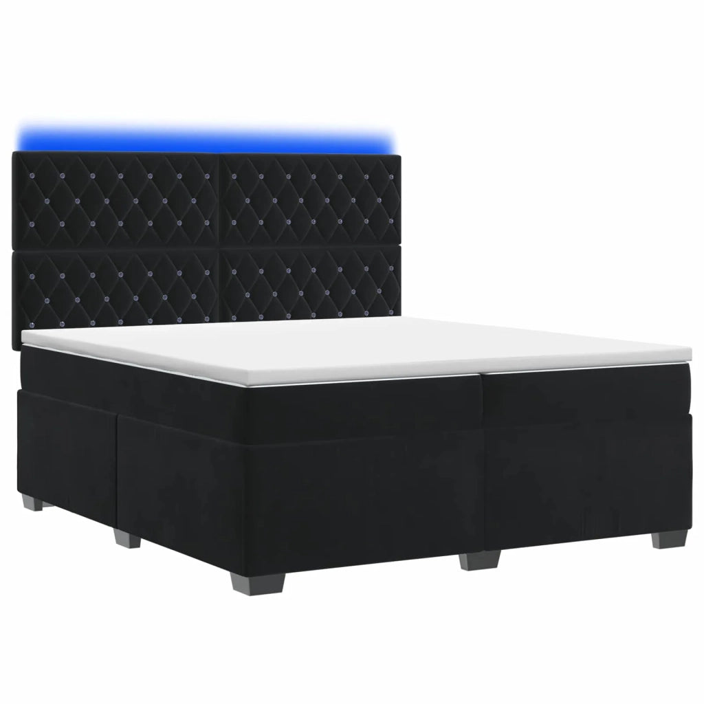 Letto box spring con materasso Nero 200 x 200 cm Velluto 3455170