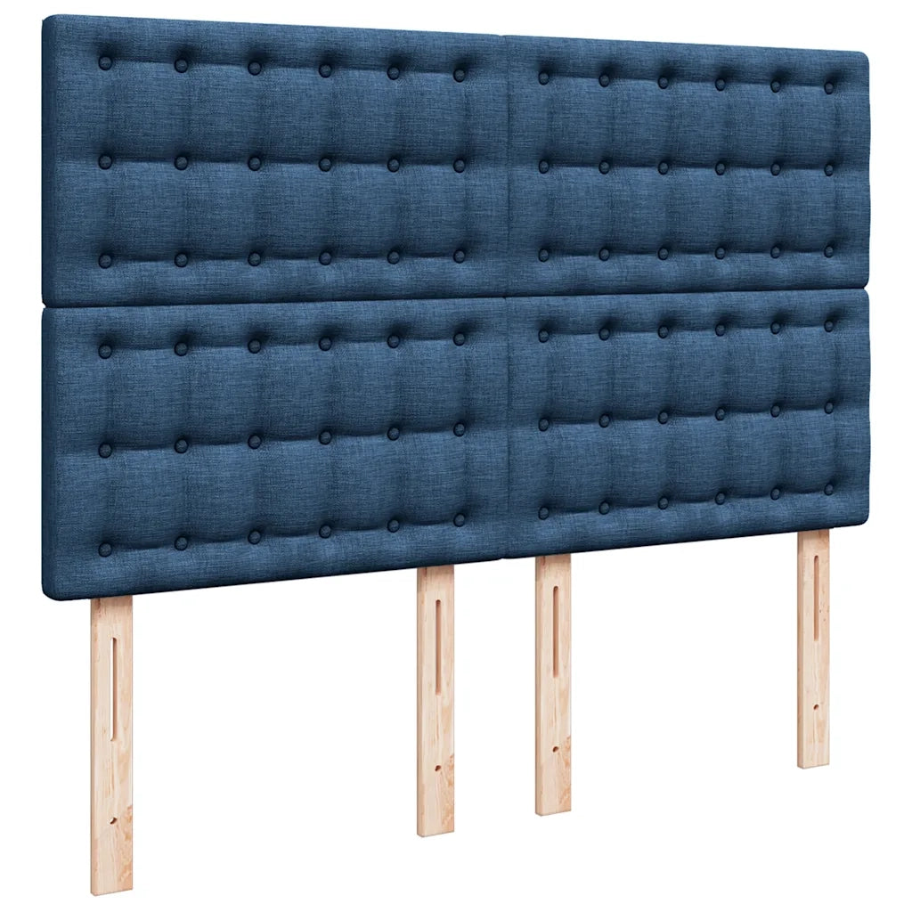 Struttura Letto Pouf con Materasso Blu 140x200cm in Tessuto