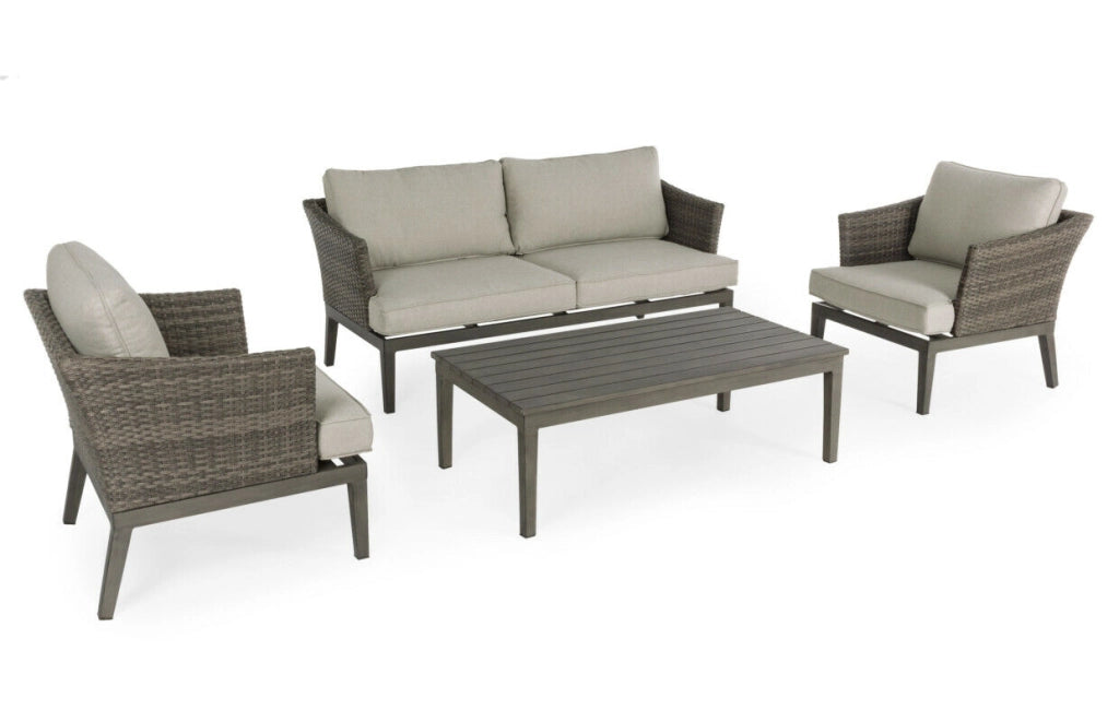 Set da Giardino Salotto Esterno Divano Tavolino Sedie Cuscini Coconut Bizzotto