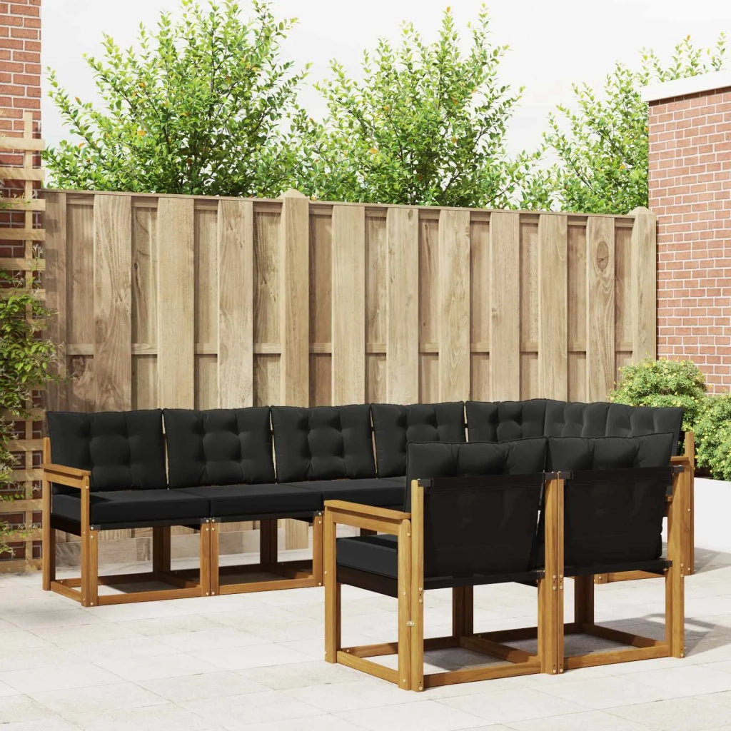 Set di divani da esterno con cuscino 8 pcs Naturale e Nero 3368779