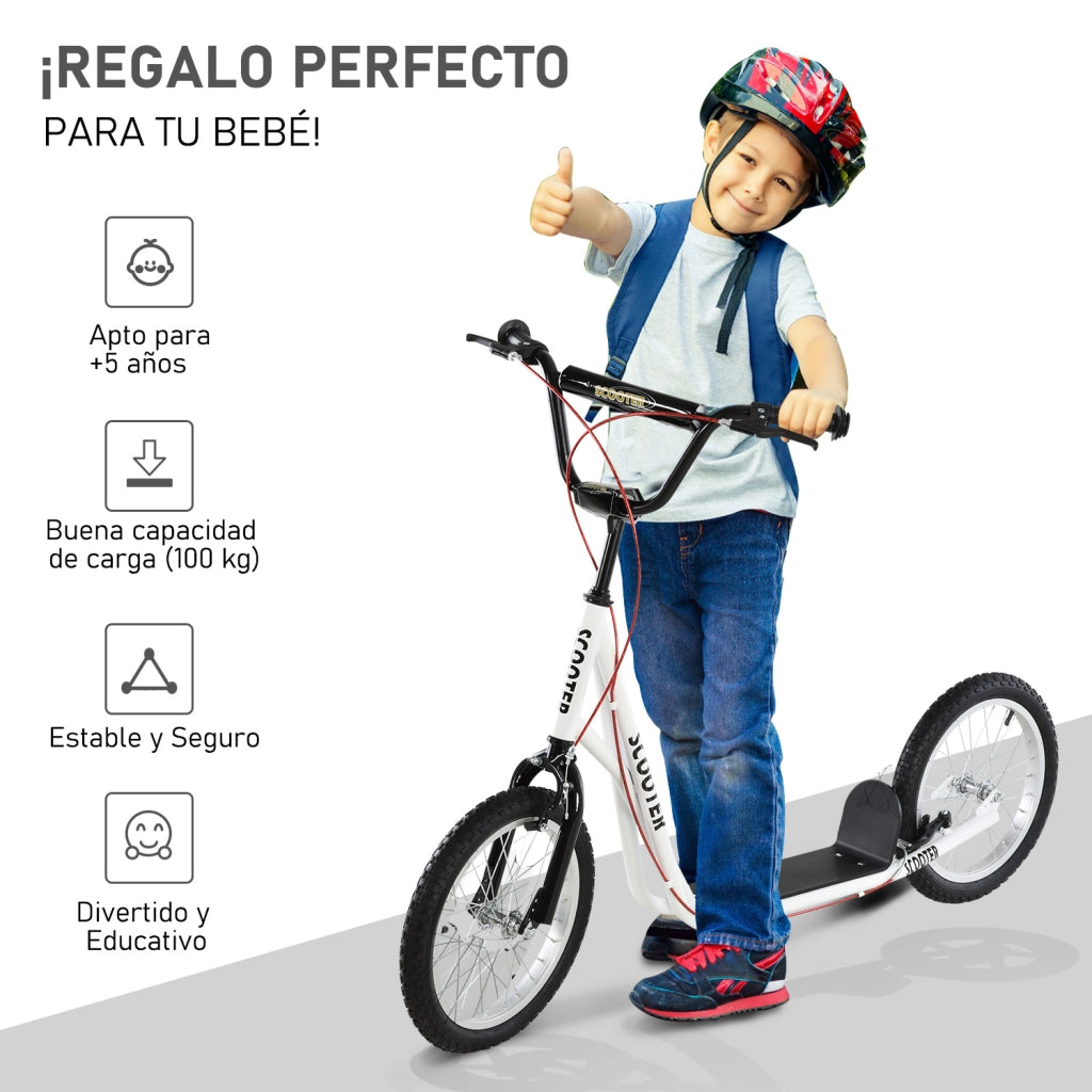 Scooter per Bambini e Adolescenti ¨C zephmum ¨C Bianco 139x58x90-96 cm