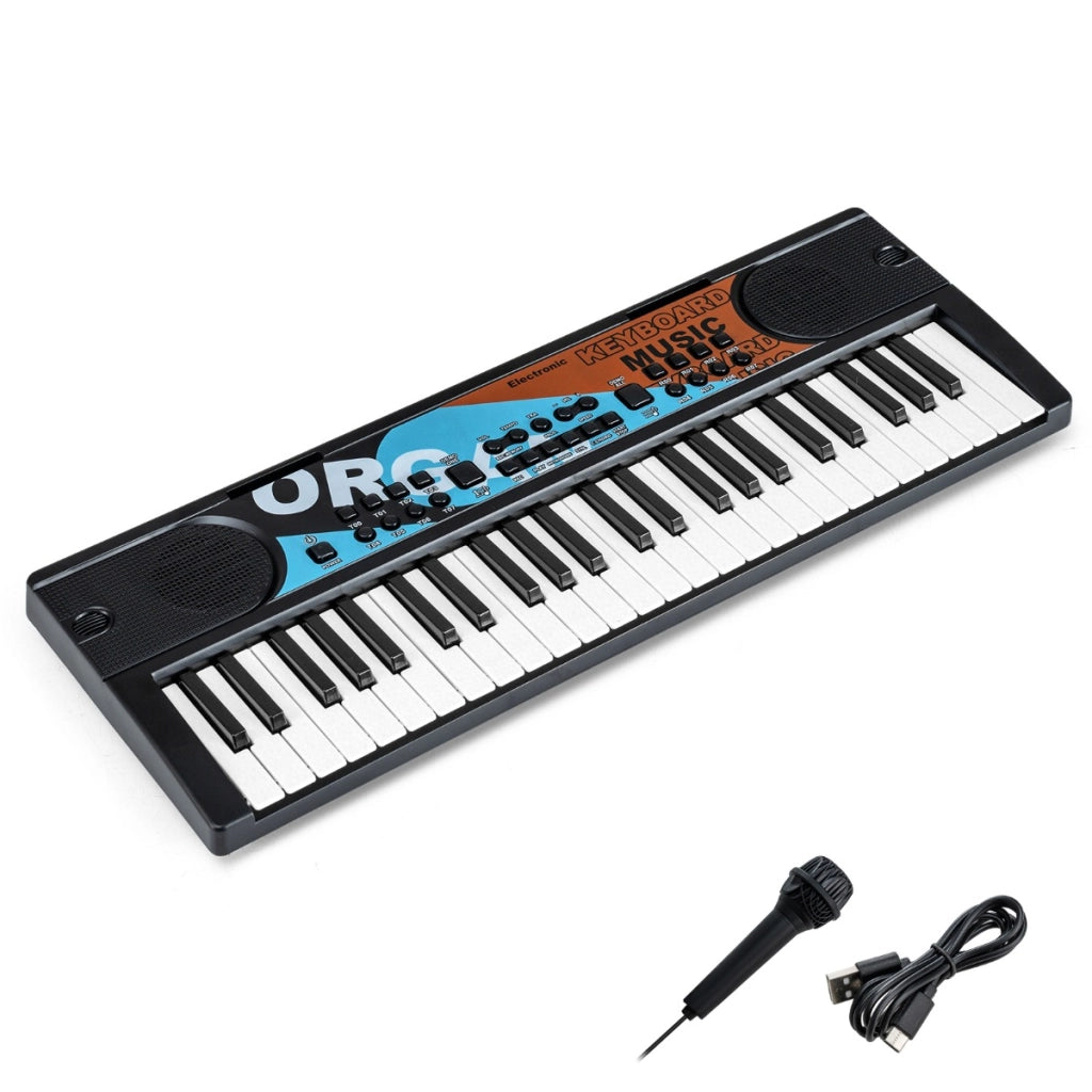 Tastiera pianoforte per bambini elettrica portatile a 49 tasti, Tastiera strumento musicale elettronico educativo Nero-Tastiere elettriche
