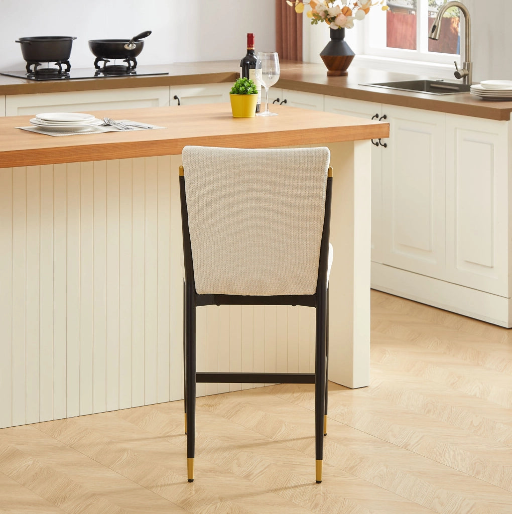 Set di 2 sgabelli da bancone scandinavi beige e nero-oro