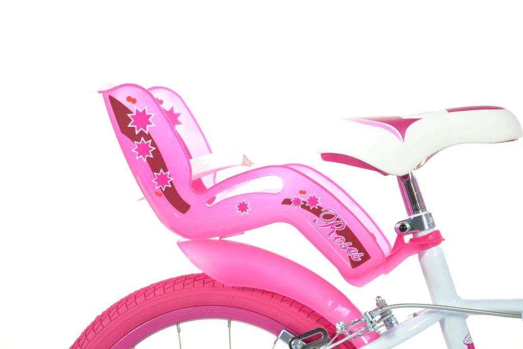 SCH ROSES 16", bicicletta per bambini, adatta tra i 5 e i 7 anni, per altezza tra 105 e 135 cm, con cestino, campanello