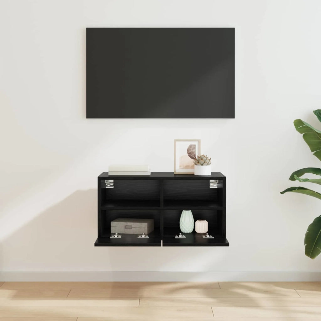 Mobile TV da parete Rovere Nero 60 x 30 x 30 cm 882926