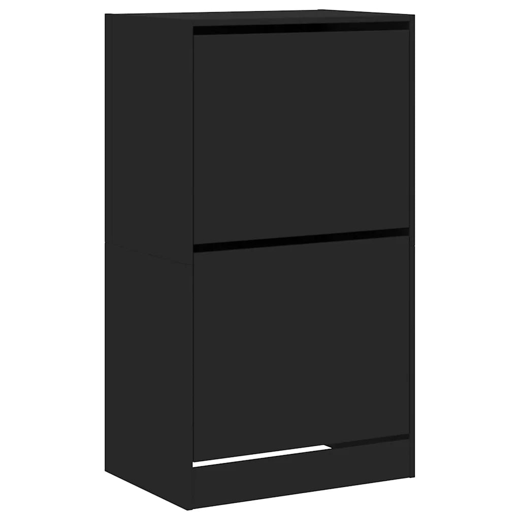 Scarpiera | Mobile per scarpe con 2 Cassetti Ribaltabili Nera 60x42x108 cm