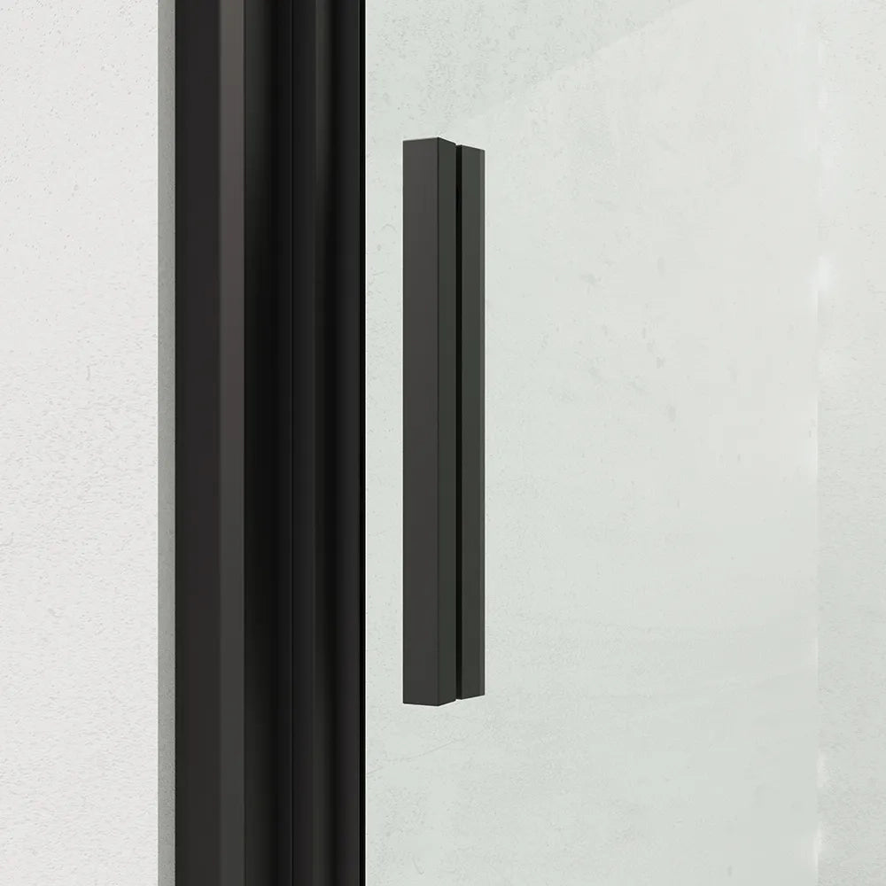 Porta doccia 140cm profili slim nero opaco vetro 6mm trasparente h190 | Portofino