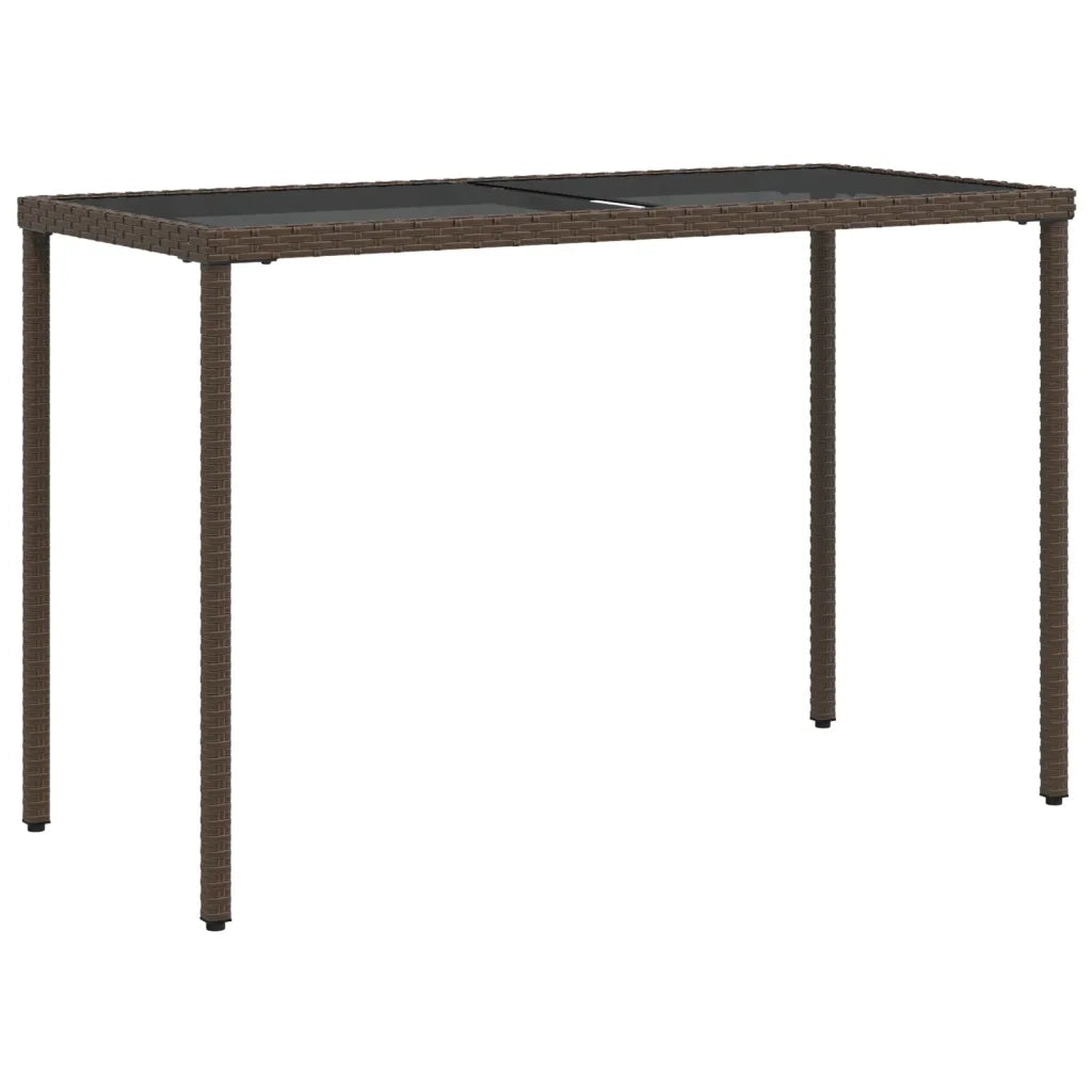 Tavolo Giardino con Piano Vetro Marrone 115x54x74 cm Polyrattan 365074