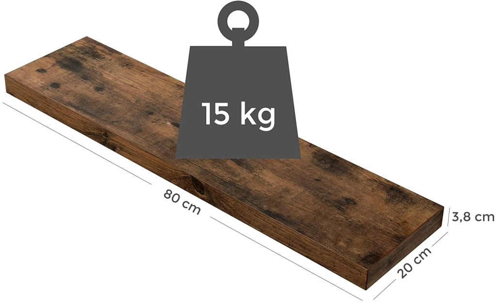 Valora SHELF 80CM Mensola da parete in MDF marrone rustico per soggiorno