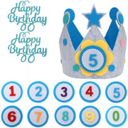 Cronometro di compleanno con numeri sostituibili - Tela - 10 numeri 0-9 - Unisex - Dimensioni 57,5 x 18,5 cm - Inclusi bandierine - Accessorio di compleanno