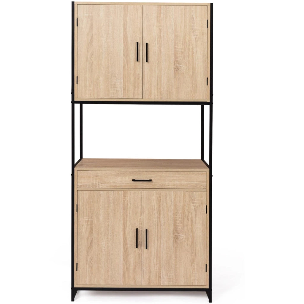 IDMarket - 80 cm Credenza da cucina DETROIT Armadio di design industriale a 4 ante + cassetto