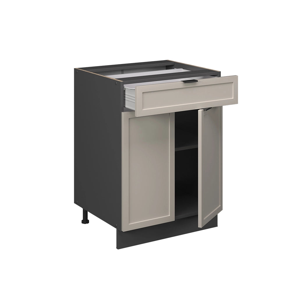 Mobiletto base per cucina Fame-Line GrigioBeige/Antracite 60 cm con cassetto, PL Rovere Vicco
