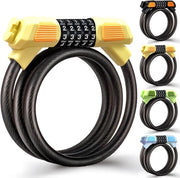 Fermo bicicletta, cavo di sicurezza per bicicletta con alta sicurezza 120 cm/12 mm, impermeabile e regolabile con catena combinata a 5 posizioni, adatto per biciclette, motociclette e porte, giallo